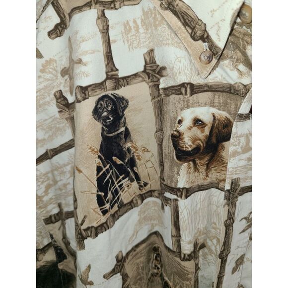 North River Outfitters Hunting Dog Print Mens Button Down Size L - Picture 3 of 9